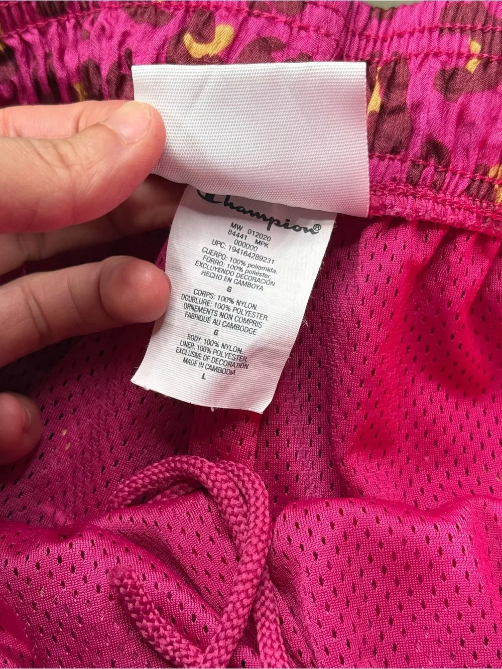 Champion Pink Leopard Print Athletic Shorts - Men’s Large  - Y2K